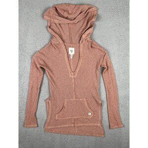 Billabong Womens Hoodie Knit Deep V-Neck Hi-Low Cut Beach Coverup Small Mauve